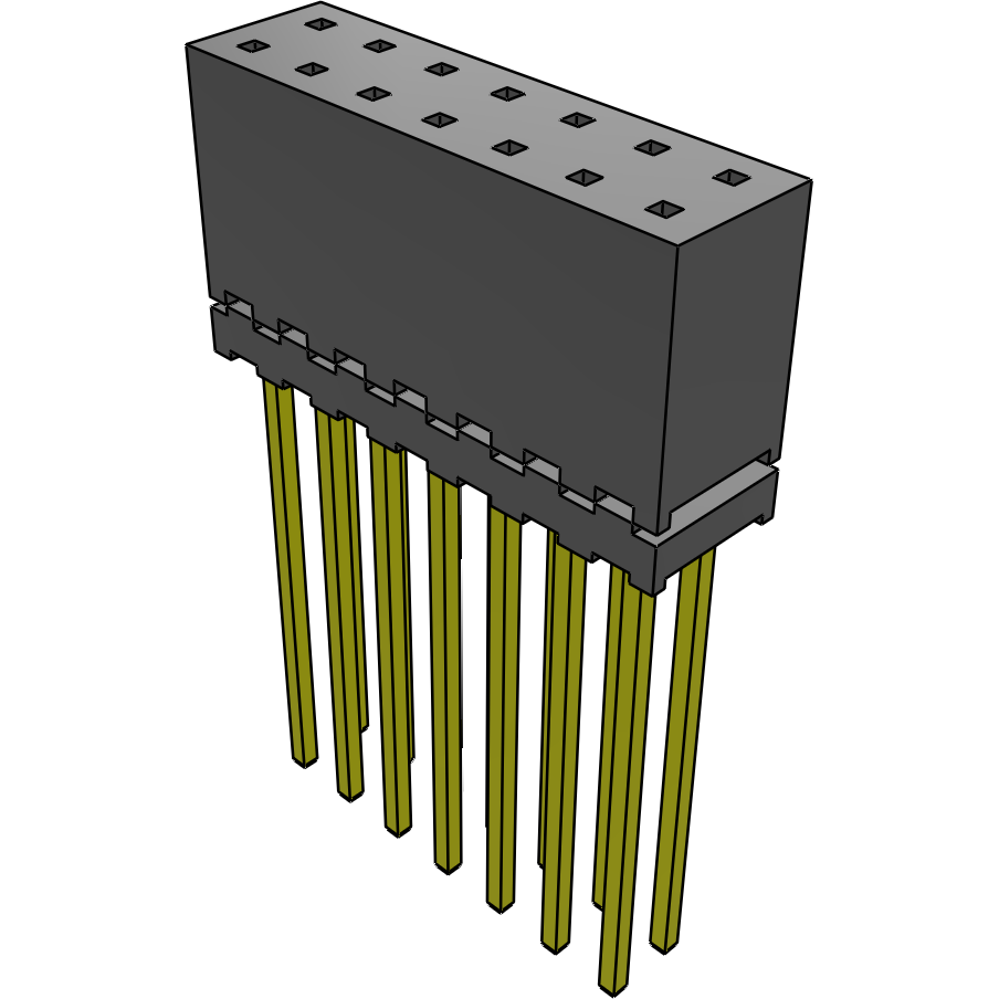 Samtec-ESQT-107-02-GF-D-310 连接器插头及 PCB 插座 Conn Elevated Socket SKT 14 POS 2mm Solder ST Top Entry Thru-Hole Layer