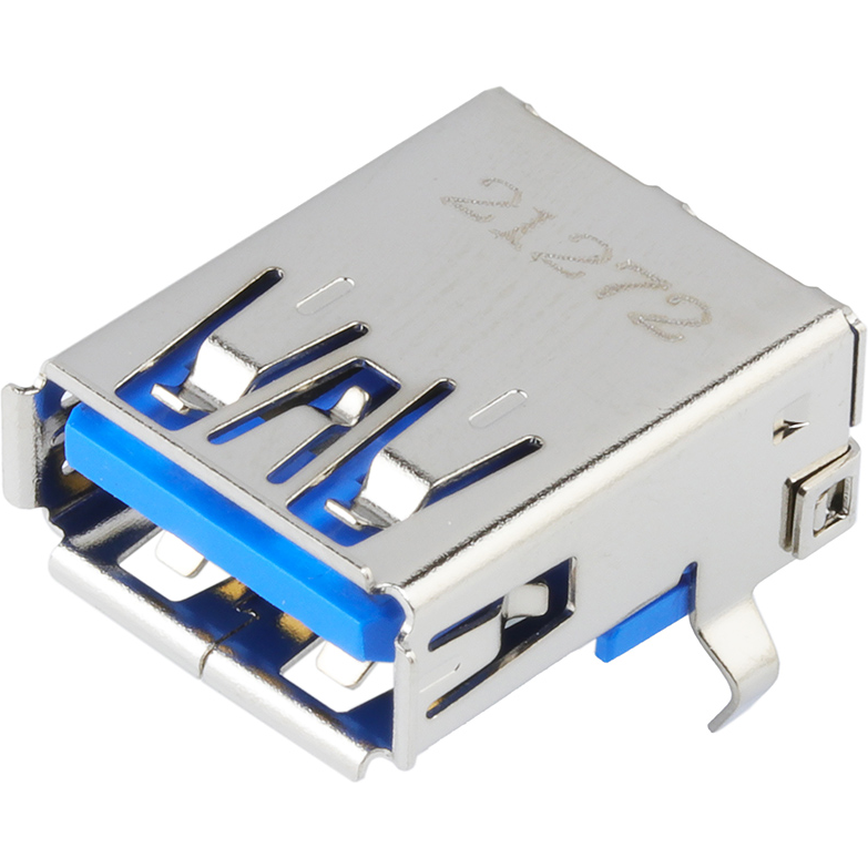 Molex-0484050003 Connector USB Conn USB 3.0 Type A RCP 9 POS 2mm/2.5mm Solder RA Thru-Hole 9 Terminal 1 Port USB Tray