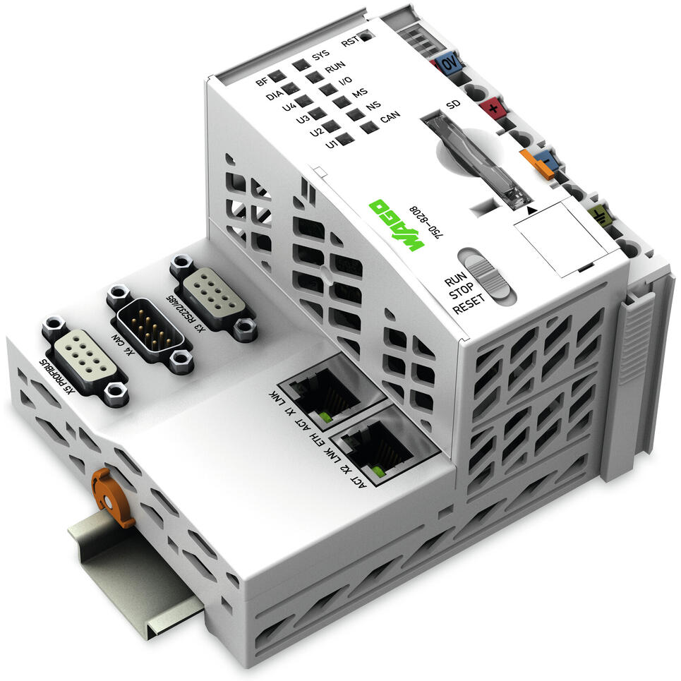 WAGO-750-8208 Controller Ethernet Controller PFC200, 2 x ETHERNET, RS-232/-485, CAN, CAN open, PROFIBUS-Master, light gray