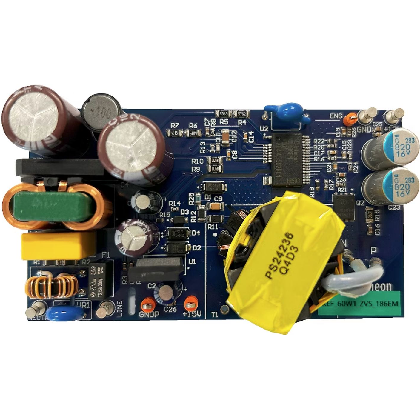 Infineon Technologies AG-REF60W1ZVS186EMTOBO2 Energiemanagement, Entwicklungsplatinen und -kits ICE186EM AC to DC Switching Converter 12V/15V Output Reference Design Board