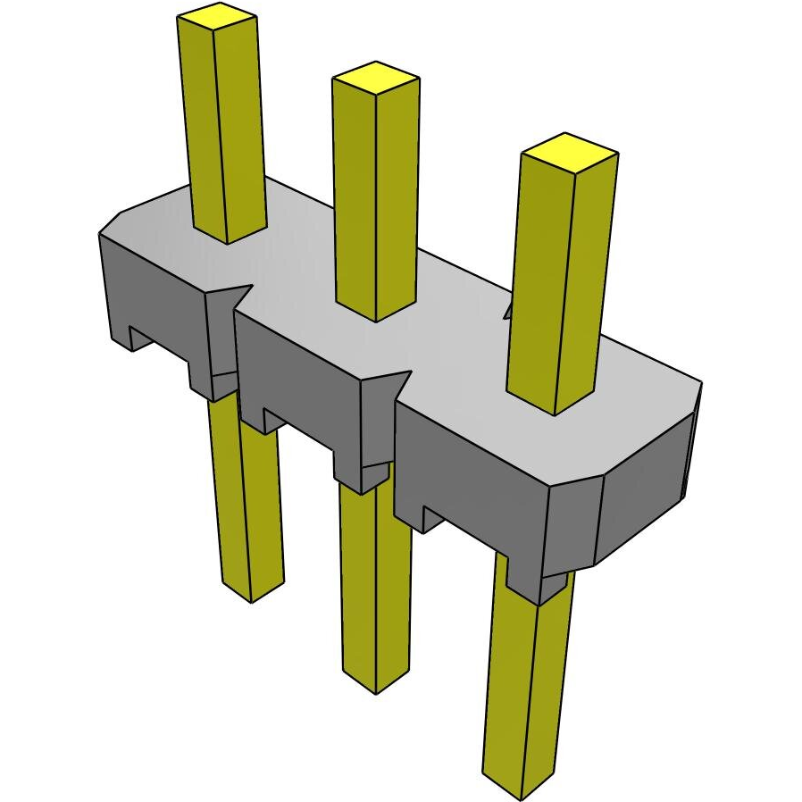 Samtec-TLW-103-05-G-S-02 Piastre connettori e prese PCB Conn Unshrouded Header HDR 3 POS 2.54mm Solder ST Top Entry Thru-Hole Bulk