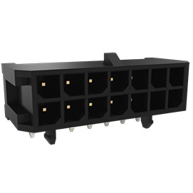 Amphenol Communications Solutions-10127720-121GLF Embases de raccordement et réceptacles PCB Minitek® Pwr 3.0, Wire to Board connector, header, Dual row, Right-Angle Through hole, Tin plating, 12 positions Glow Wire Compatible