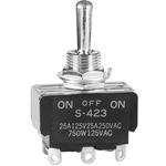 Switch Toggle ON OFF ON DPDT Round Lever Solder Lug 25A 250VAC Panel Mount with Threads