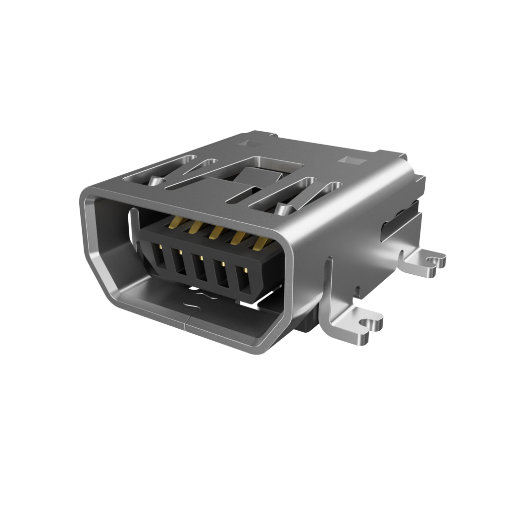 Amphenol Communications Solutions-10033527-N3212LF Connector USB MINI USB 2.0- AB Type Receptacle conn. Right Angle Surface Mount Type
