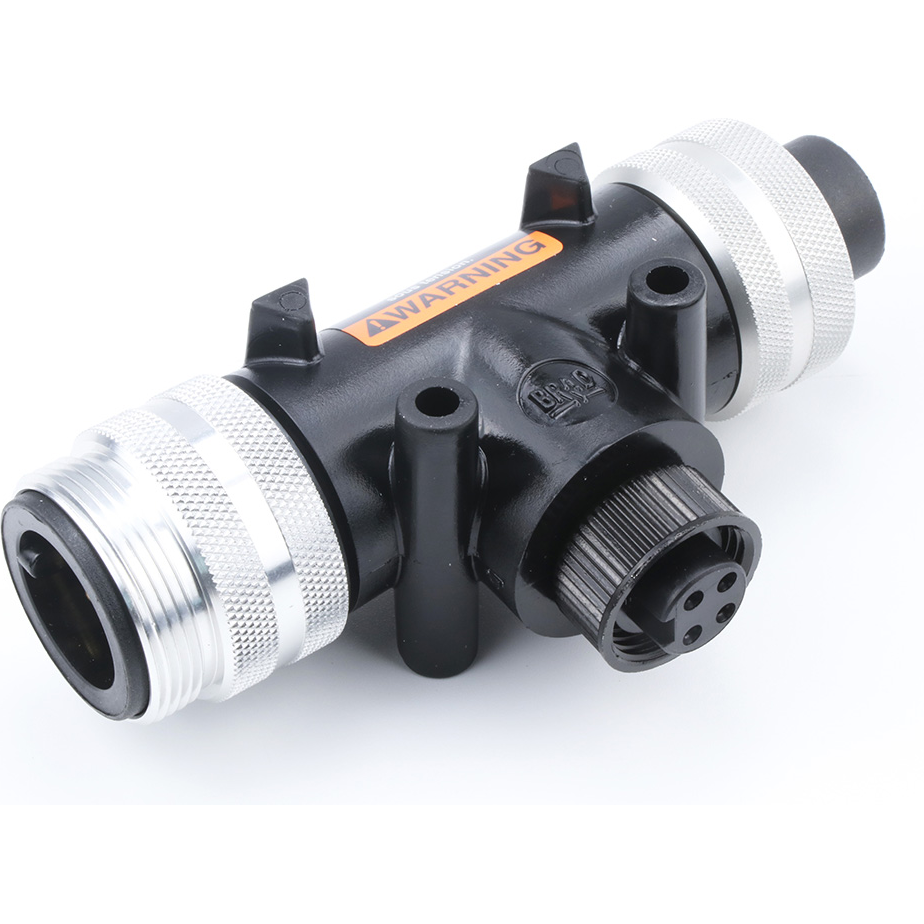 Molex-TC40140-200G Connector Circular Brad Power Quick-Change 4 Pole Tee, with 4 Pole Mini-Change Drop, Black