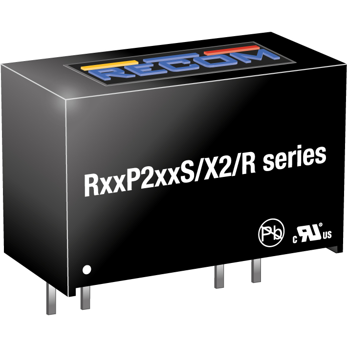 RECOM Power-R05P205S/P/X2/R8 Convertidor de CC a CC y módulo del regulador de conmutación Module DC-DC 5VIN 1-OUT 5V 0.4A 2W 4-Pin SIP Module Tube