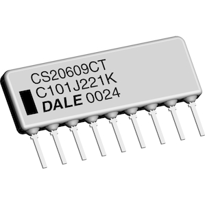 Vishay-20610TC390G101KE Capacitor RC Network Cap RC Network 100pF 50VAC 10% 39 Ohm 2% 0.125 (1/8)W 9R/9C 125°C Bulk