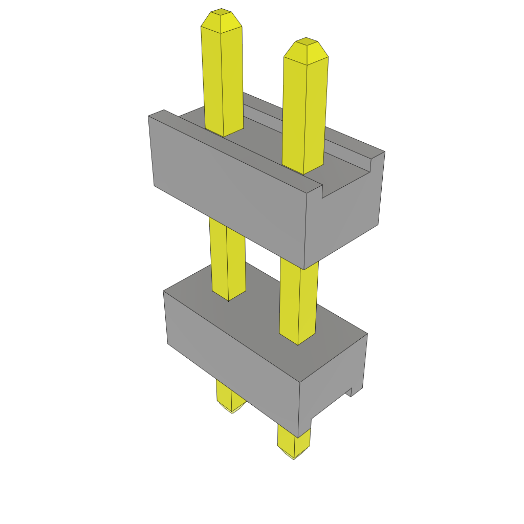 Samtec-TW-02-02-L-S-220-080 Embases de raccordement et réceptacles PCB Conn Board Stacker HDR 2 POS 2mm Solder ST Top Entry Thru-Hole Bulk
