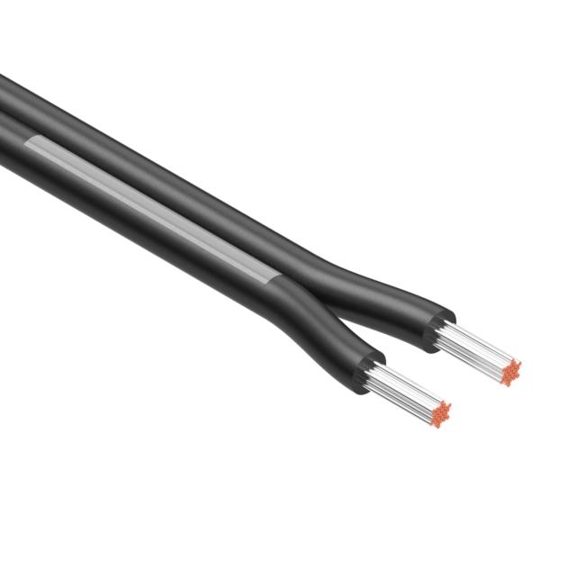 Tensility International-30-00790 Kabel, Mehrleiter Multi-Conductor Cable 2Conductors 16AWG 5.1mm 300V Black Polyvinyl Chloride