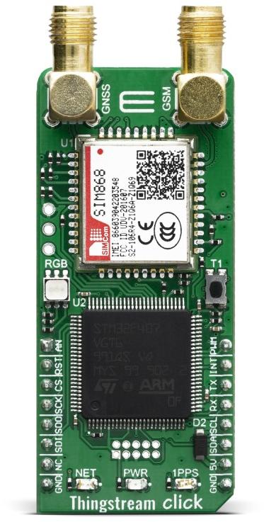 MikroElektronika-MIKROE-3739 Cartes et kits de développement RF/sans fil SIM868 Cellular Module Click Board