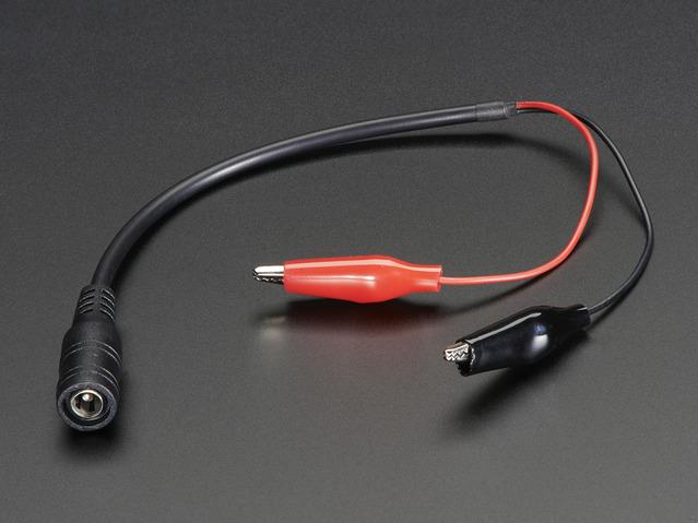 Adafruit Industries-1328 Cable Assembly DC Power Cable Assembly 2.1mm DC Barrel Jack to 2Alligator Clip 2 to 2 POS F