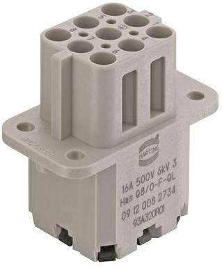 HARTING-09120082734 Raccordement rectangulaire Connector Rectangular, F 8 POS Crimp ST Cable Mount