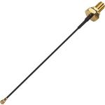 I-PEX MHF to 200mm 1.37mm Coax Black Cable SMA(F) Bulkhead Straight