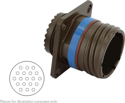SOURIAU-8D025W19AN Connector Circular Conn Circular PIN 19 POS Crimp ST Flange Mount 19 Terminal 1 Port