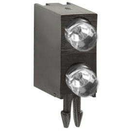 Bivar-H220CYBWD-LP LED LED Assembly, Right Angle, 3mm LED, Bi-Level, 1 Station, Yellow, Blue, White, Diffused Lens, with Locator Pin