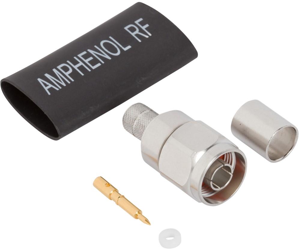 Amphenol RF-082-6642 Conector RF N-Type Straight Crimp Plug Times LMR-400 50 Ohm Black Plating