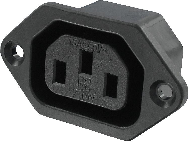 Qualtek Electronics-710W-00/03 Steckverbinder Conn IEC 60320 C13 F 3 POS Faston ST Panel Mount 3 Terminal 1 Port Bulk
