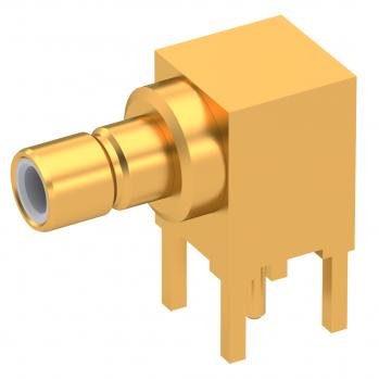 Radiall-R114665000 Raccordement FR Conn SMB 0Hz to 4GHz 50Ohm Solder RA Thru-Hole F Gold Over Nickel