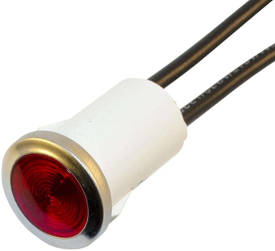 Wamco, Inc-WL-1090D1-12V Panel Mount Indicators Incandescent Indicator, Red, 12-14V, Flush Lens w/ Wire Leads