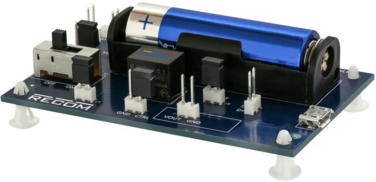 RECOM Power-R-78S3.3-0.1-EVM-1 Energiemanagement, Entwicklungsplatinen und -kits R-78S3.3-0.1 DC to DC Converter and Switching Regulator Module 3.3V Output Evaluation Board