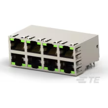 TE Connectivity-1888507-1 电话及电信连接器 Conn RJ-45 F 64 POS 1.02mm Press Fit RA Thru-Hole 72 Terminal 8 Port Cat 5 Tray