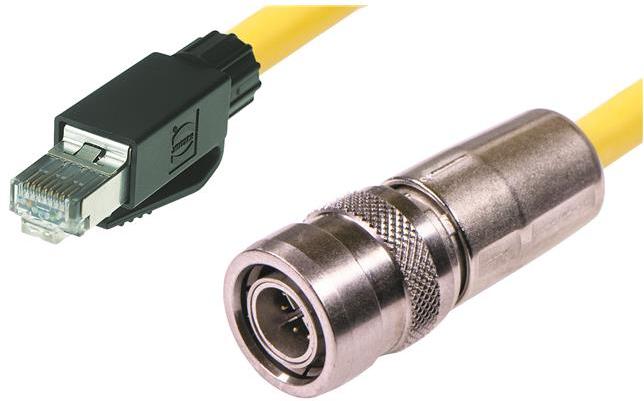 HARTING-09488223756010 Andere Kabelbaugruppen Cable Assembly Round Copper Cable 1m 26AWG M12 Circular to RJ-45 8 to 8 POS M-M