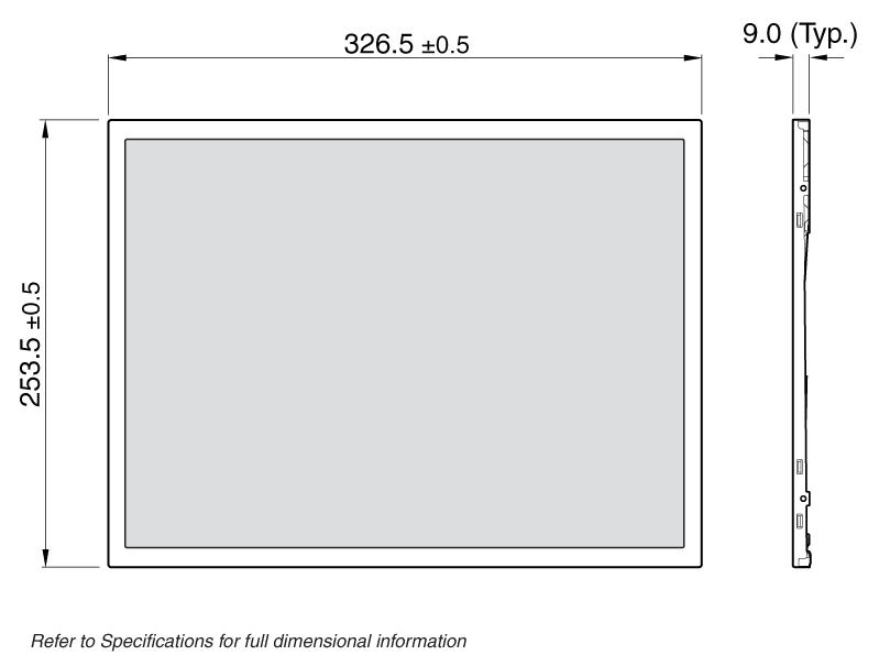 Sharp-LQ150X1LX95 Módulos TFT 15in TFT XGA 1024x768Pixels LVDS 350cd/m2 LED Backlight -10°C to 65°C 20-Pin