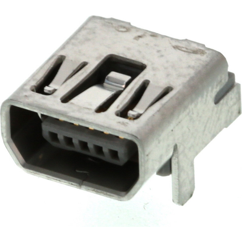 Molex-565790519 Connector USB Conn Mini USB 2.0 Type AB RCP 5 POS 0.8mm Solder RA Thru-Hole 5 Terminal 1 Port Tray