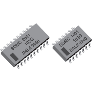 Vishay-SOMC160347R0GRZ Redes y matrices del resistor Res Thick Film NET 47 Ohm 2% 1.28W ±100ppm/°C ISOL Molded 16-Pin SOIC Gull Wing SMD T/R