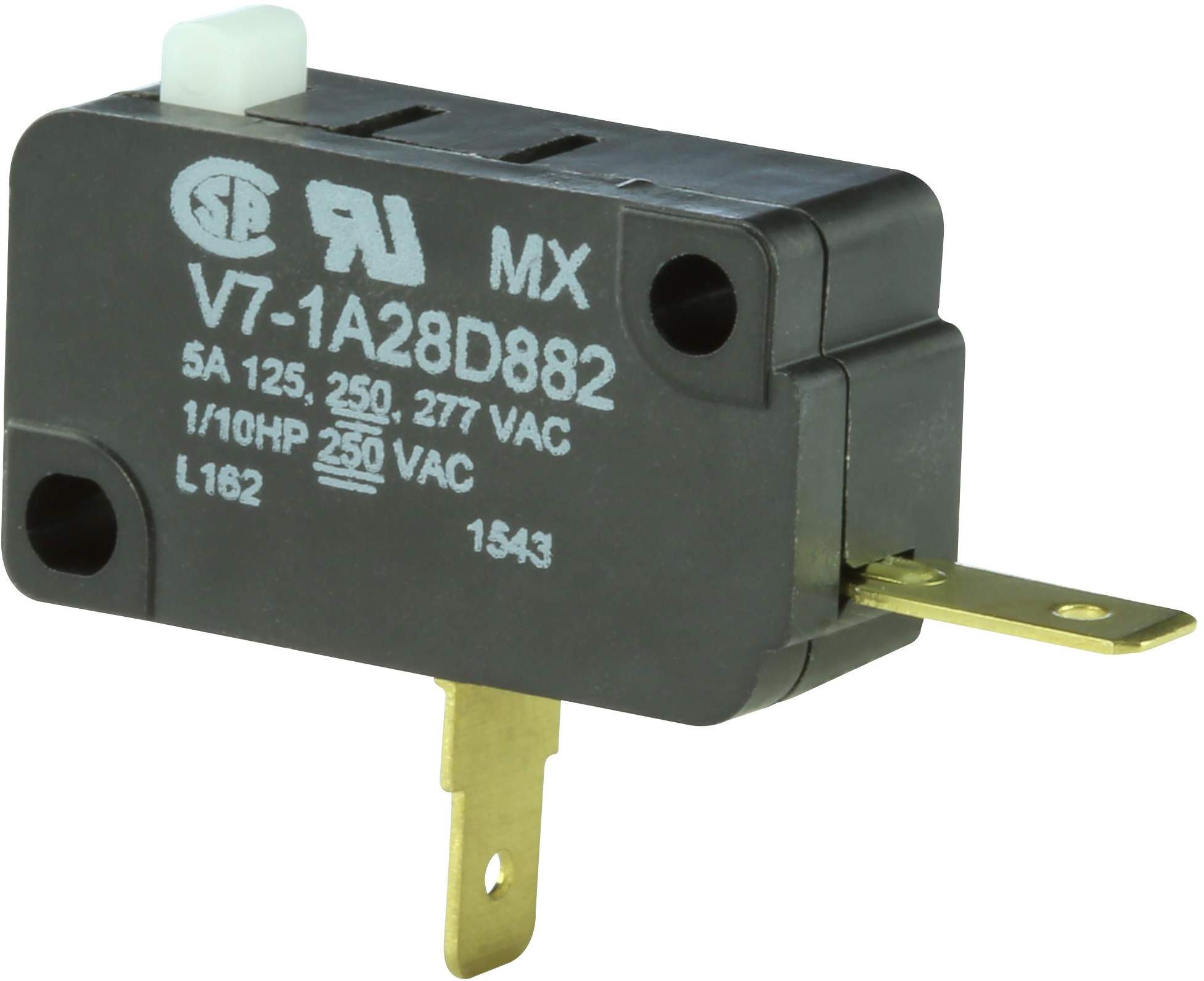 Honeywell-V7-1A28D882 Interruptor de acción ultrarrápida Switch Snap Action N.O. SPST Plunger 5A 277VAC 74.57VA 1.47N Screw Mount Quick Connect