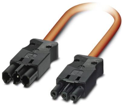 PHOENIX CONTACT-2702304 Cable Assembly AC Power Power cable, 3-position, PVC, orange RAL 2004, Plug straight, black, on Socket straight, black, Cable length 1 m