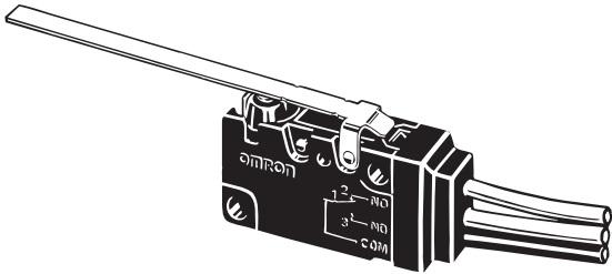 Omron-D2VW-5L1B-1MS Schnappschalter Switch Snap Action N.O./N.C. SPDT Long Hinge Lever 5A 250VAC 30VDC 0.59N Screw Mount Wire Lead