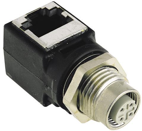 HARTING-21033814400 Steckverbinder, Schnittstelle Conn Circular-RJ-45 Adapter F/F 4/8 POS RA Panel Mount 2 Port