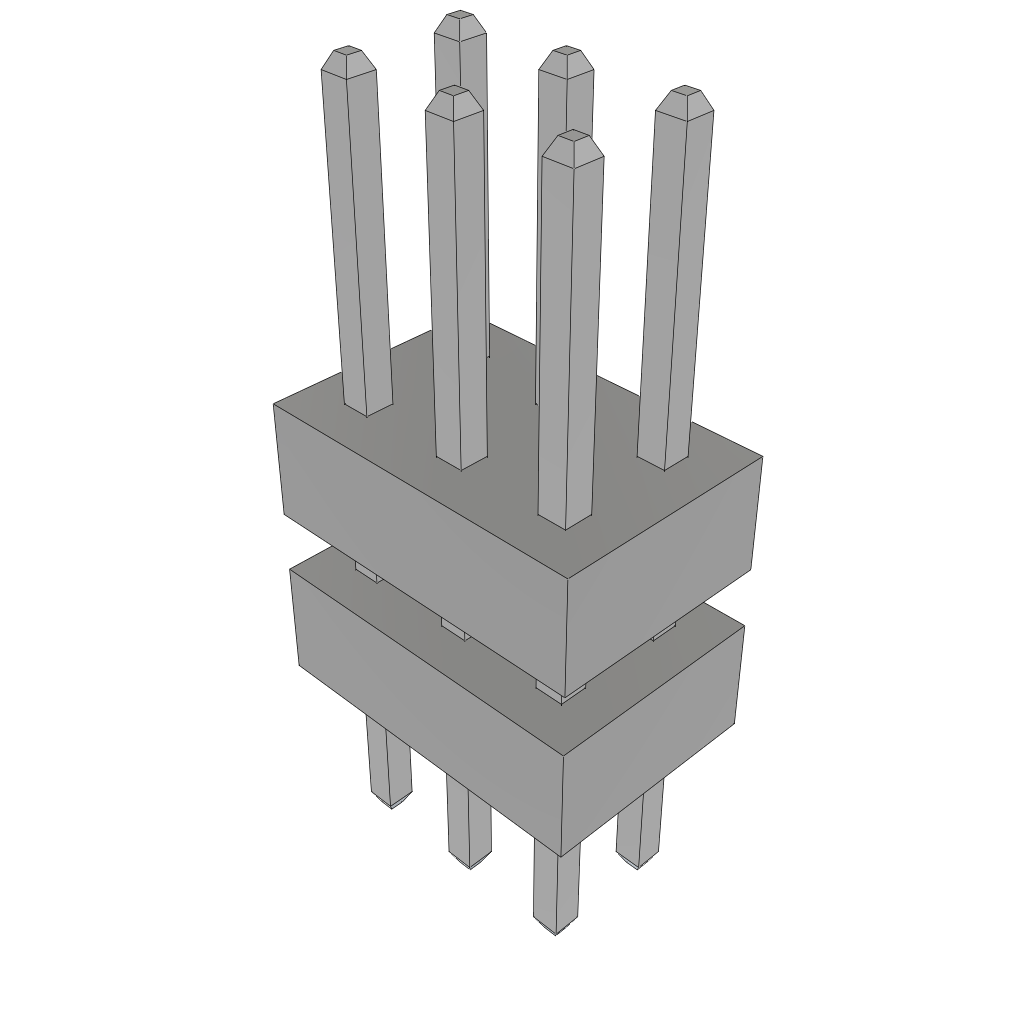 Samtec-TW-03-03-T-D-200-125 Piastre connettori e prese PCB Conn Board Stacker HDR 6 POS 2mm Solder ST Top Entry Thru-Hole Bulk