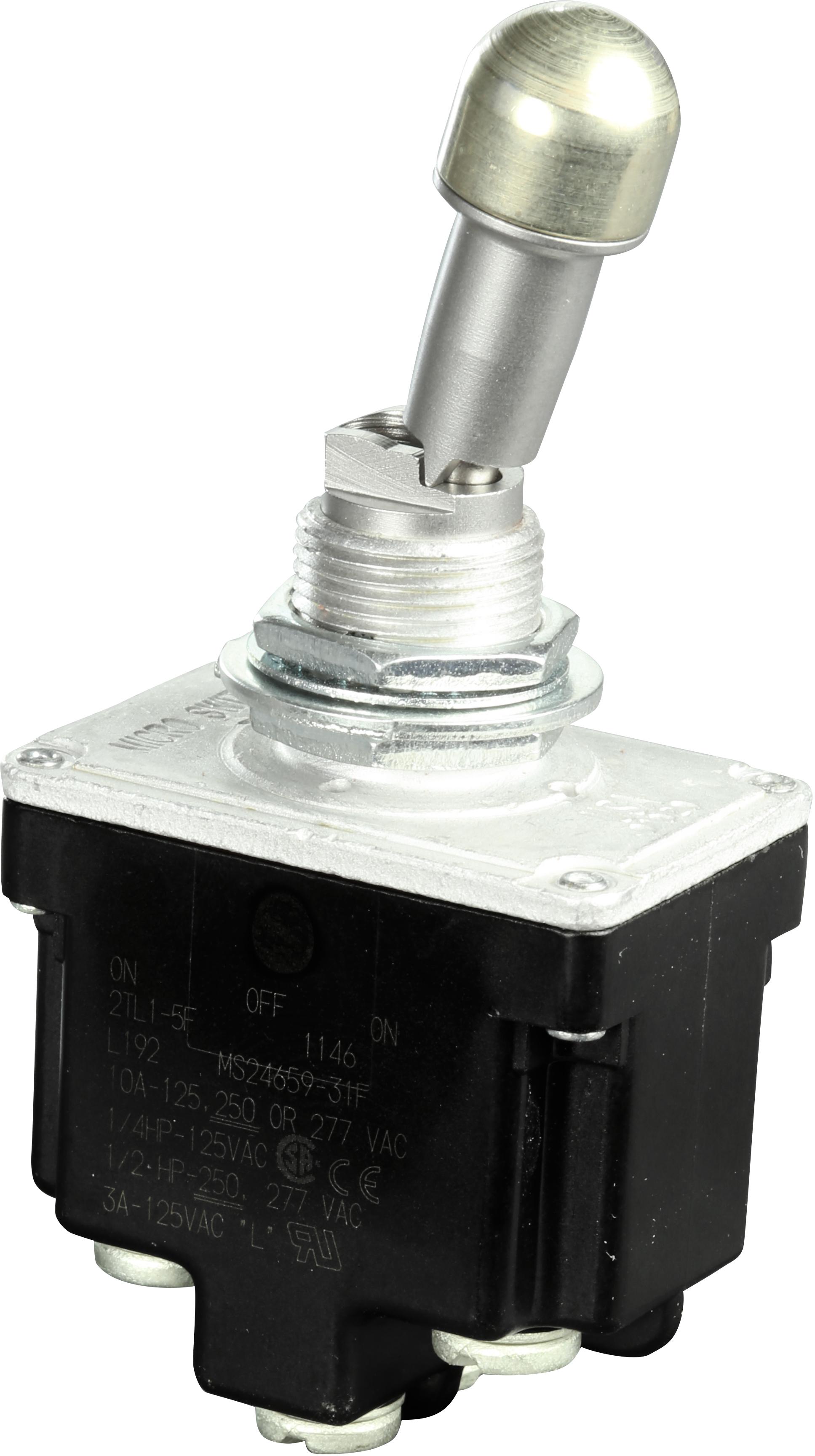 Honeywell-2TL1-5F Kippschalter Switch Toggle (ON) OFF ON DPDT Locking Lever Screw 18A 277VAC 250VDC 372.85VA Panel Mount with Threads