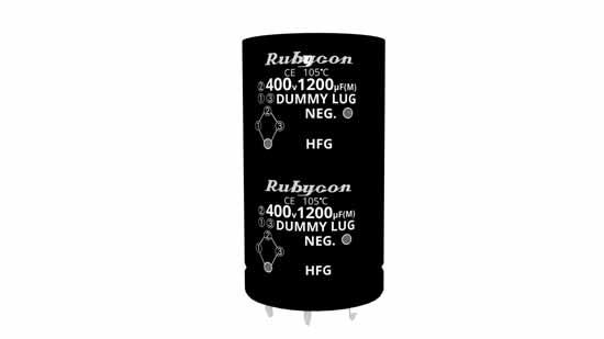 Rubycon Corporation-400HFG1000MBN40X65 Capacitor Aluminum Electrolytic Cap Aluminum Lytic 1000uF 400V 20% (40 X 65mm) Snap-In 4.24A 5000h 105°C
