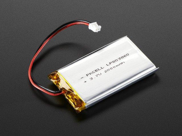 Adafruit Industries-2011 Batterien Lithium Polymer Battery Rectangular 3.7V 2Ah Rechargeable