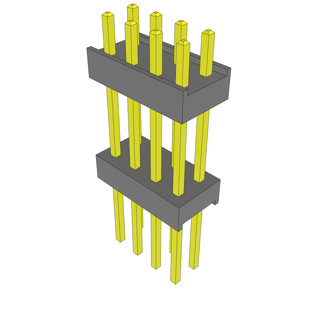 Samtec-ZW-04-11-T-D-500-320 Embases de raccordement et réceptacles PCB Conn Board Stacker HDR 8 POS 2.54mm Solder ST Top Entry Thru-Hole Bulk