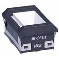 NKK Switches-UB25NBKW015D Botón pulsador Switch Push Button ON (ON) DPDT Rectangular Button 5A 250VAC 30VDC Momentary Panel Mount Solder Lug
