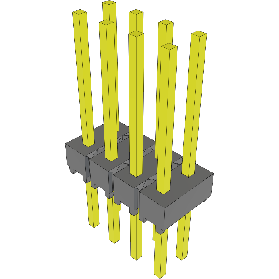 Samtec-HMTSW-104-09-S-D-400 Cabezales del conector y receptáculos PCB Conn Unshrouded Header HDR 8 POS 2.54mm Solder ST Top Entry Thru-Hole Bulk