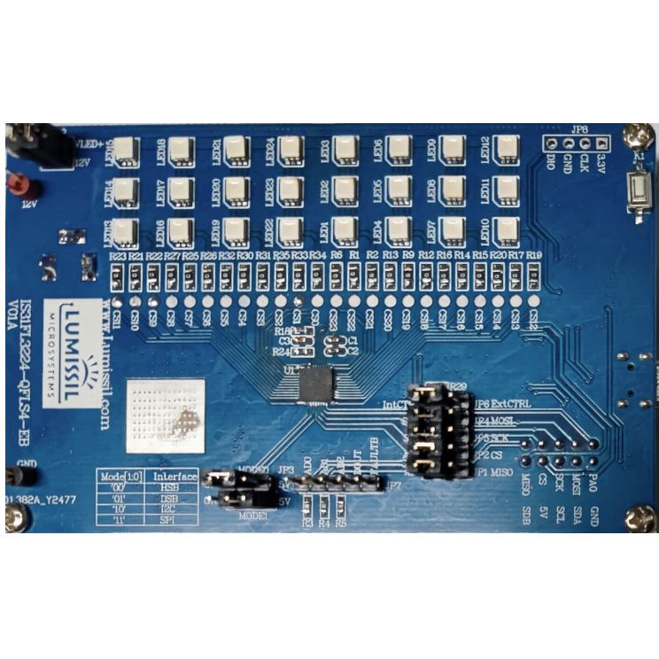 Lumissil Microsystems-IS31FL3224-QFLS4-EB Herramientas y kits de desarrollo IS31FL3224 LED Driver Evaluation Board