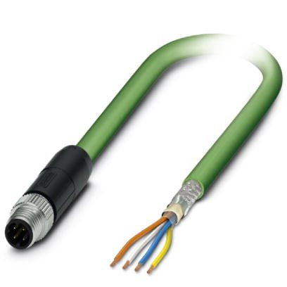 PHOENIX CONTACT-1423706 Andere Kabelbaugruppen Network Cable, CAT5, 4 Position, Green, Shielded, Plug Straight M8 / IP67, On Free Cable End, 10 M