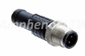 Amphenol-M12A-05BMMM-SL8N01 Andere Kabelbaugruppen M Series, M12, A Code, Metal, 4A, 05 pins, Male Connector, Male Contact, Straight, Screw Thread, Overmolded, Length 1000mm, IPX8