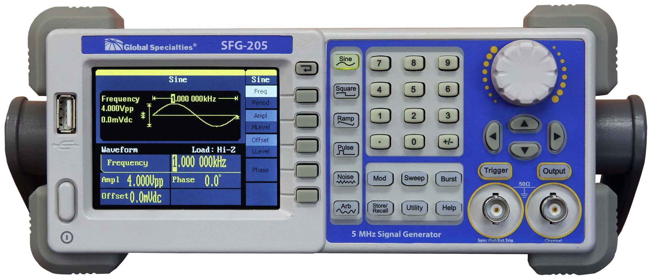 Global Specialties-SFG-205 Signal Generators Bench Signal Generator 1uHz to 5MHz with TFT LCD Display