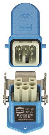 HARTING-10361080007 Steckverbinder, rechteckig Conn Rectangular PIN 6Signal/1Ground POS Crimp Panel Mount