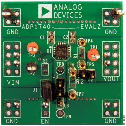 Analog Devices-ADP1740-1.5-EVALZ Energiemanagement, Entwicklungsplatinen und -kits ADP1740 Linear Regulator 1.5V Output Evaluation Board