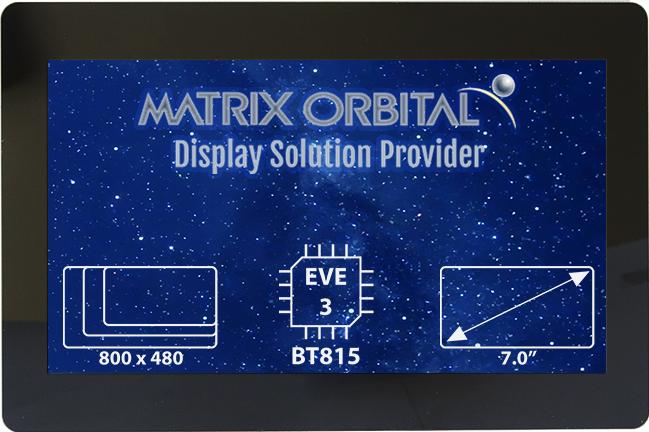 Matrix Orbital-EVE3-70G-BLM-TPC-F32 Moduli TFT 7in TFT SVGA 800x600Pixels SPI 600cd/m2 -20°C to 70°C