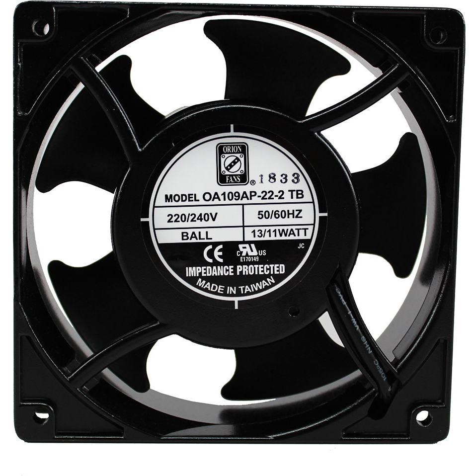 ORION FANS-OA109AP-22-2TB Blowers and Fans AC Fan Axial Ball Bearing 230V 200V to 250V 75CFM/70CFM 35dB 119.5 X 119.5 X 38.5mm Middle Speed