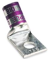 Thomas & Betts-54165UFSP Steckverbinderanschlüsse Copper One-Hole Lug, 45 Degree Bend Standard Barrel, Peep Hole, Max 35kV, Wire Size 3/0 AWG, 1/2 Inch Bolt Size, Silver Plated, Die Code 50, Die Color Code Orange