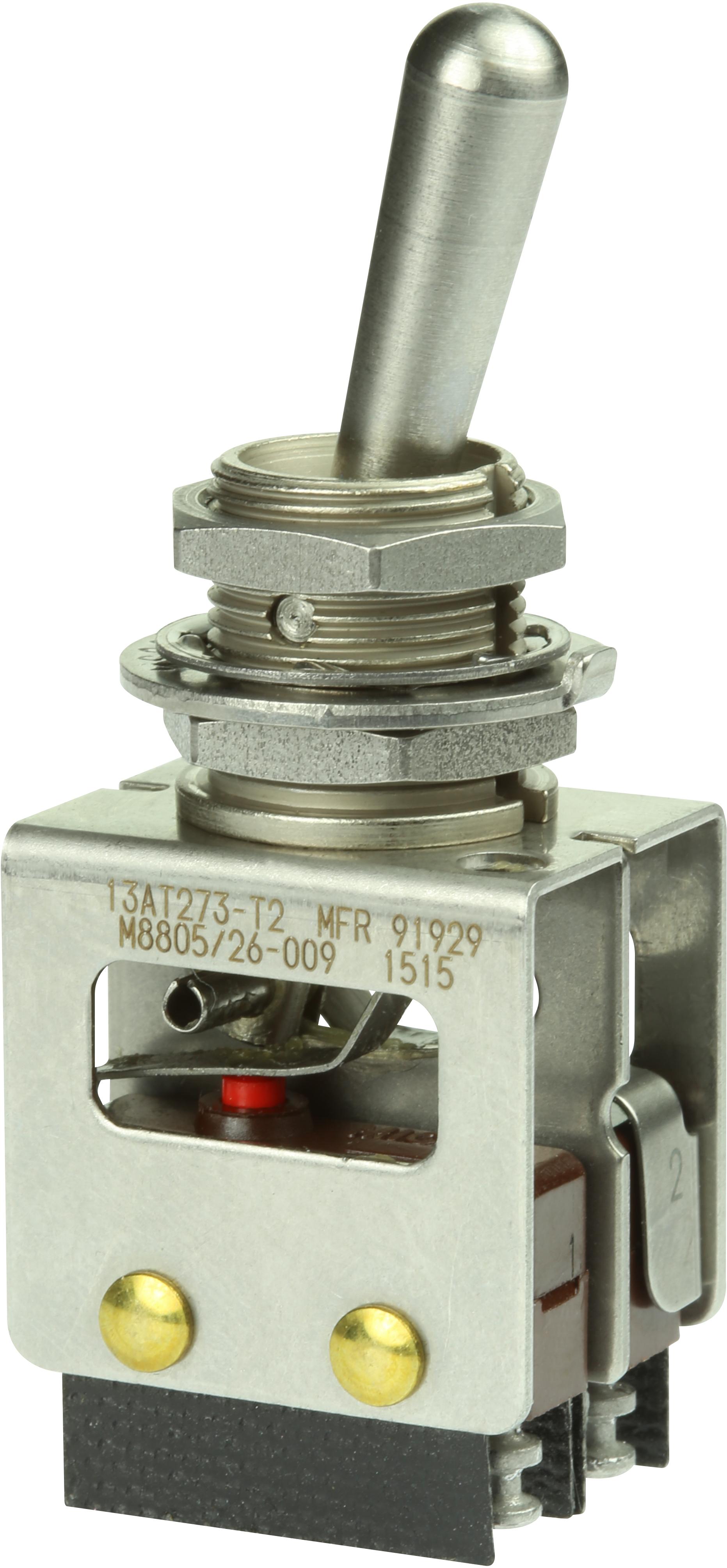 Honeywell-13AT273-T2 Interruptor de palanca Switch Toggle N.O./N.C. DPDT Round Lever Solder 5A 115VAC 28VDC Panel Mount with Threads